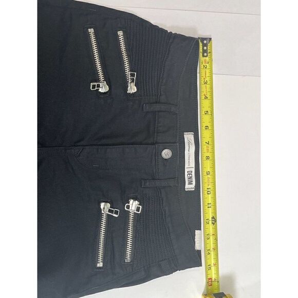 Revolve LOVERS + FRIENDS Black Bailey Flare Moto Jeans Size 28 Zipper Pockets - Picture 8 of 16